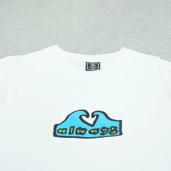 Always Brand White Simple Graphic Short Sleeve T Shirt